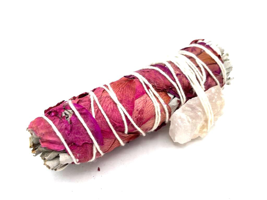 Love Spirit Sage with Rose Quartz Smudge Stick