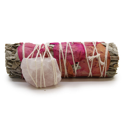 Love Spirit Sage with Rose Quartz Smudge Stick