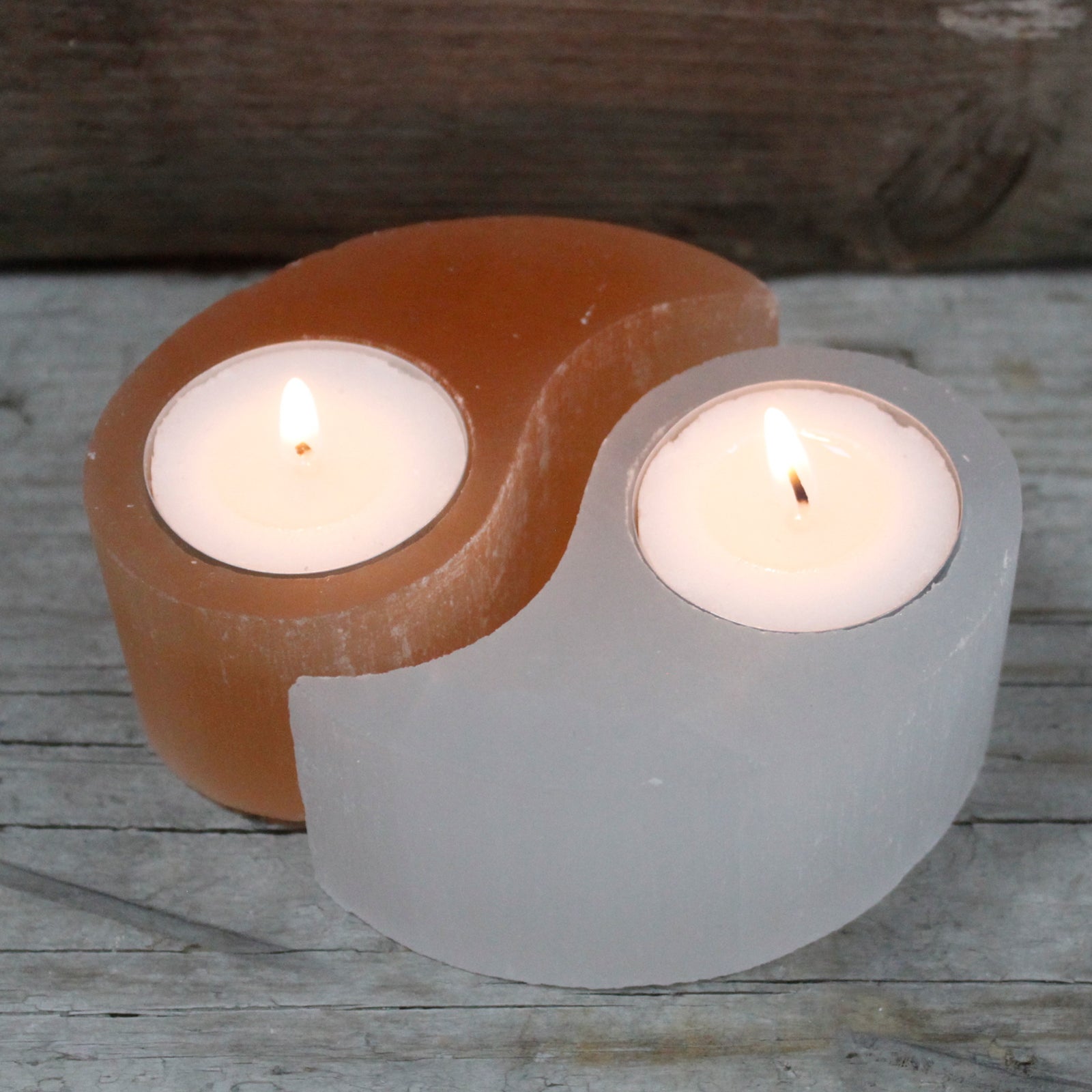 Selenite Ying Yang Candle Holder - Bensa