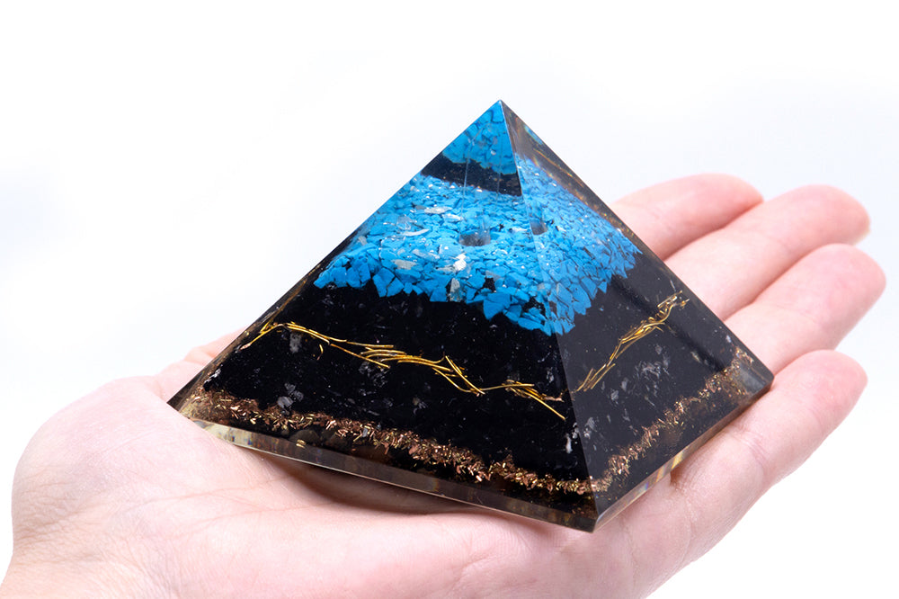 Orgonite Pyramid - Turquoise and Black Tourmaline - Bensa