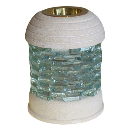 Stone Oil Burner - Round Glass Brick - 2 Variants - - Bensa